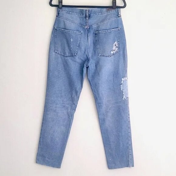 Pilcro and the Letterpress Tilde Blue Distressed Cotton Denim Pants - Size 27 - Picture 3 of 12